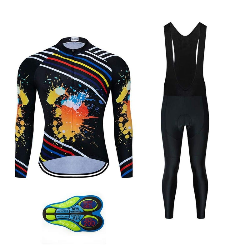 MOXILYN Cycling Jerseys Men Set Bike Clothing for Men Long Sleeve Bike Jacket and Cycling Bibs Pants with 20D Gel Pad - Image 1